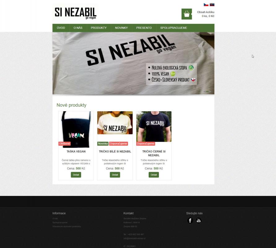 2. náhledový obrázek projektu Internetový obchod Sinezabil